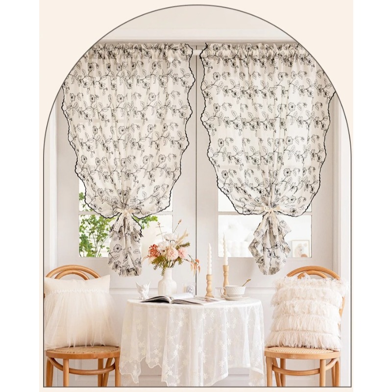 French Retro Lace Gauze Curtai - Home Fragrance In French ulasan dan harga